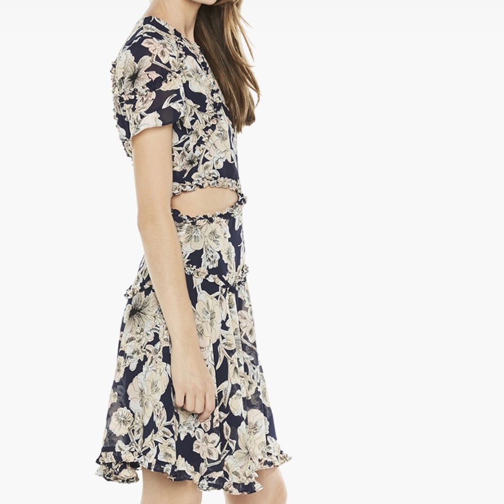 NWT | Bardot | Halter | Ruffle | Blue Floral Dress | EUR 36